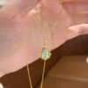 S925 Vintage Teardrop Light‑Blue Zircon Necklace S925 Vintage Teardrop Light‑Blue Zircon Necklace