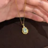 S925 Vintage Teardrop Light‑Blue Zircon Necklace S925 Vintage Teardrop Light‑Blue Zircon Necklace