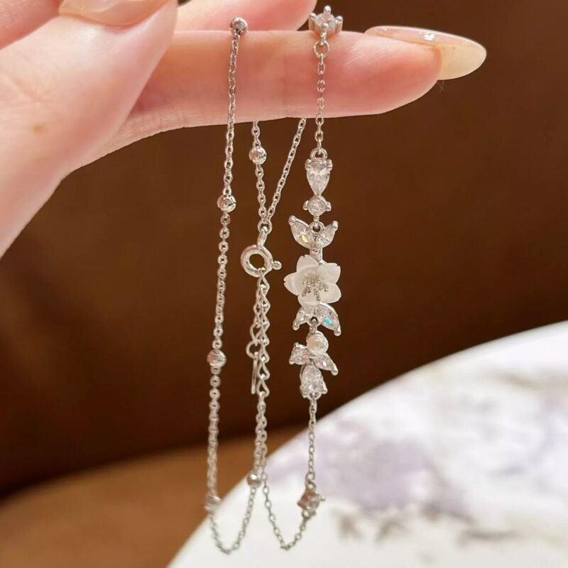 S925 Shell Flower CZ Imitation Pearl Bracelet