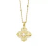 Vintage Cross‑Flower S925 Silver CZ Necklace