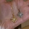 Vintage Cross‑Flower S925 Silver CZ Necklace