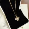 Vintage Cross‑Flower S925 Silver CZ Necklace