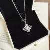 Vintage Cross‑Flower S925 Silver CZ Necklace