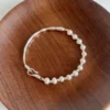 S925 Silver Freshwater Pearl Half‑Bangle Bracelet