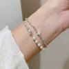 S925 Silver Freshwater Pearl Half‑Bangle Bracelet
