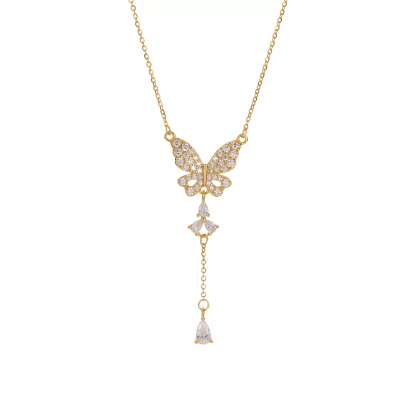 S925 Pave‑Set Butterfly Y‑Shape Zircon Necklace S925 Pave‑Set Butterfly Y‑Shape Zircon Necklace
