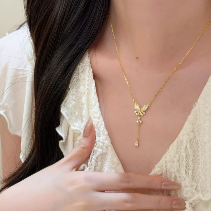 S925 Pave‑Set Butterfly Y‑Shape Zircon Necklace S925 Pave‑Set Butterfly Y‑Shape Zircon Necklace