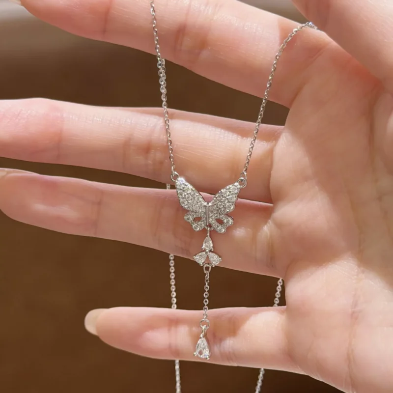 S925 Pave‑Set Butterfly Y‑Shape Zircon Necklace S925 Pave‑Set Butterfly Y‑Shape Zircon Necklace
