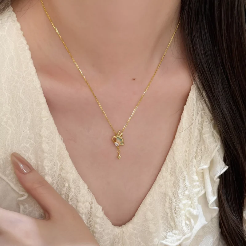 S925 Enamel Butterfly Zircon Pendant Necklace S925 Enamel Butterfly Zircon Pendant Necklace