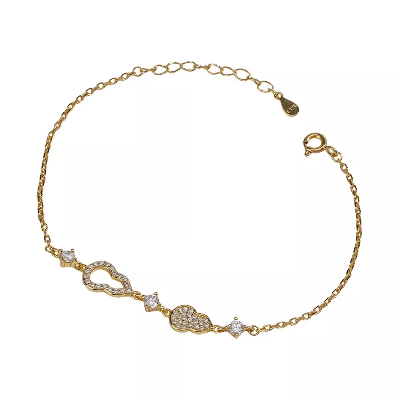 S925 Silver CZ Gourd Charm Chain Bracelet S925 Silver CZ Gourd Charm Chain Bracelet