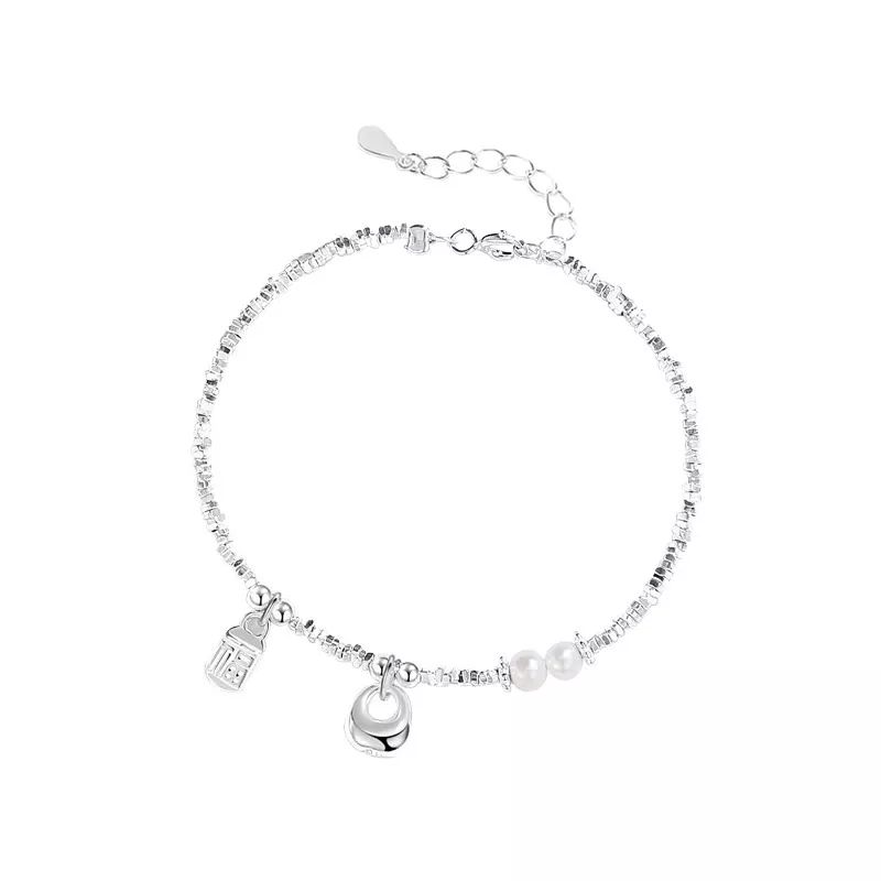 S925 Silver Freshwater Pearl Charm Bracelet