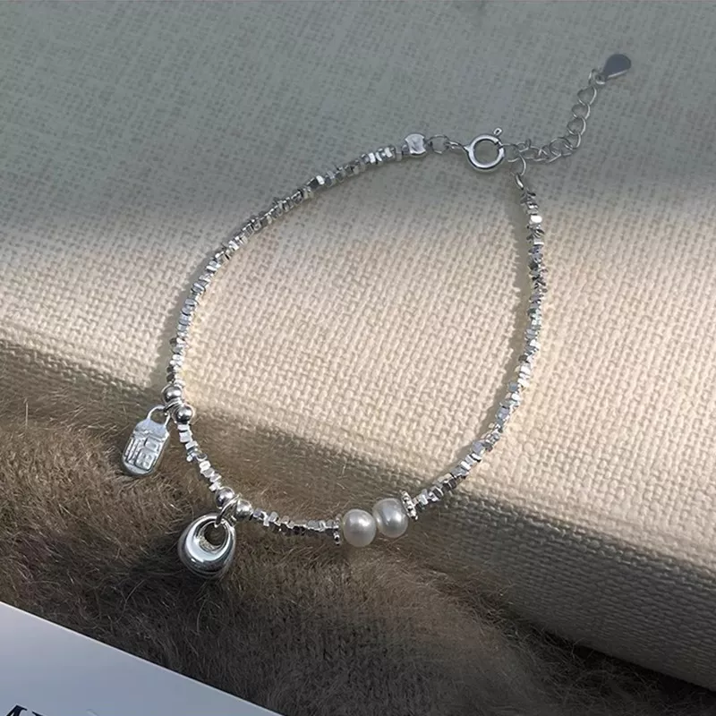 S925 Silver Freshwater Pearl Charm Bracelet