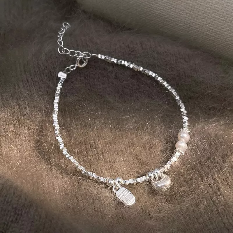 S925 Silver Freshwater Pearl Charm Bracelet