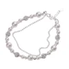 S925 Silver Double‑Layer CZ Imitation Pearl Bracelet