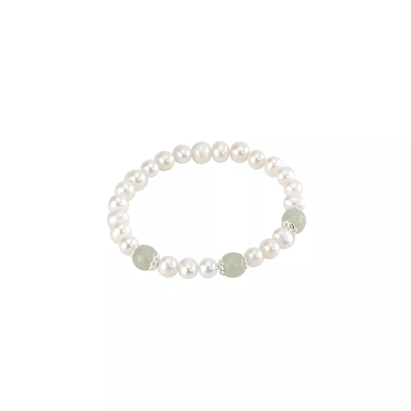 S925 Hetian Jade Freshwater Pearl Stretch Bracelet