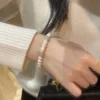 S925 Hetian Jade Freshwater Pearl Stretch Bracelet