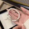 S925 Hetian Jade Freshwater Pearl Stretch Bracelet