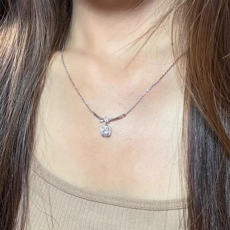 Knot Cushion‑Cut CZ Sterling Silver Necklace