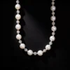 S925 Silver Imitation Pearl Rhinestone Necklace Elegant Women Clavicle Chain