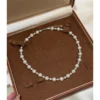 S925 Silver Imitation Pearl Rhinestone Necklace Elegant Women Clavicle Chain