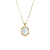 S925 Vintage Oval Cabochon Glass Zircon Necklace