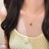 S925 Vintage Oval Cabochon Glass Zircon Necklace