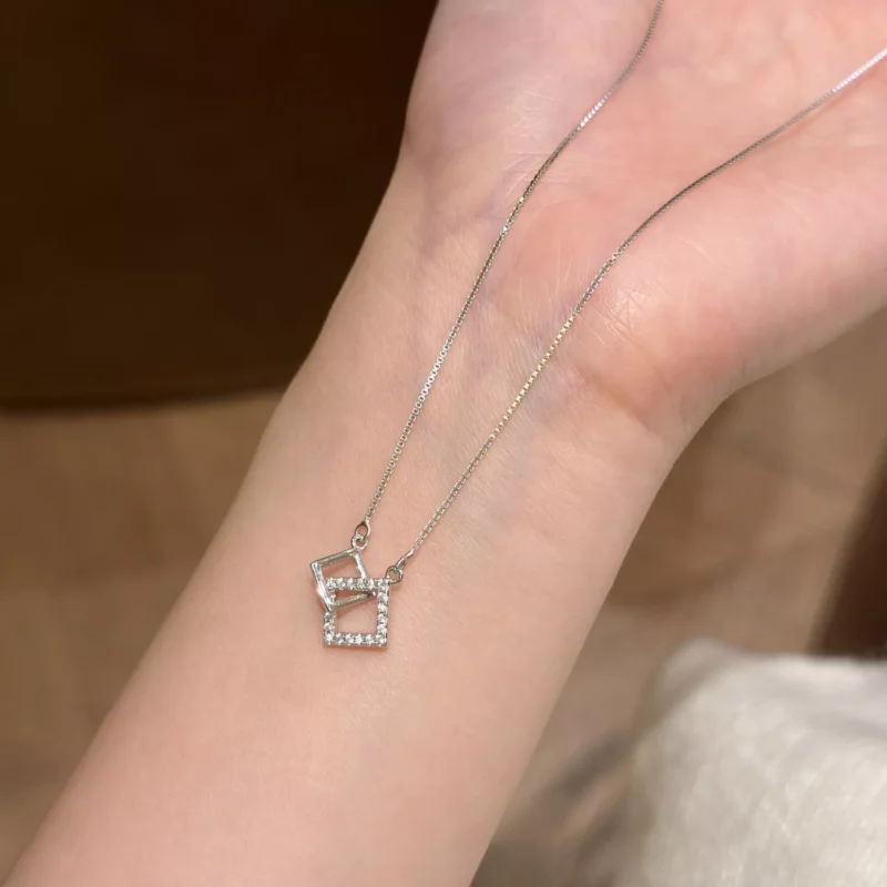 S925 Interlocking Square Cubic Zirconia Necklace S925 Interlocking Square Cubic Zirconia Necklace