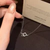 S925 Interlocking Square Cubic Zirconia Necklace S925 Interlocking Square Cubic Zirconia Necklace