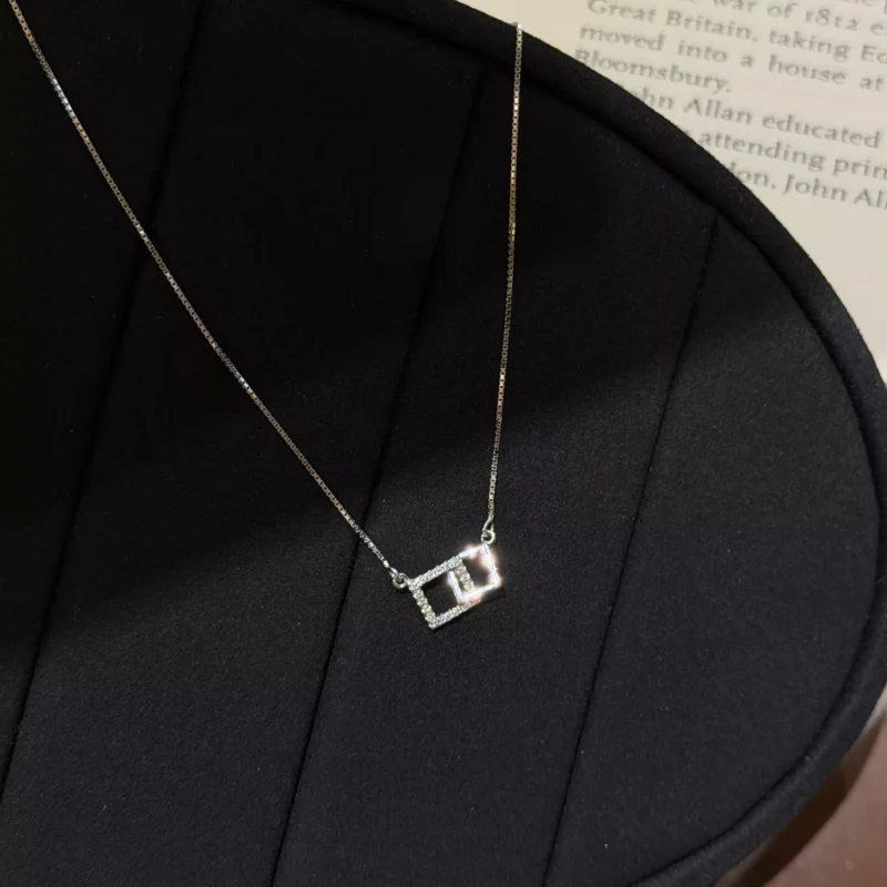 S925 Interlocking Square Cubic Zirconia Necklace S925 Interlocking Square Cubic Zirconia Necklace