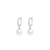 S925 Silver Paved CZ Dangle Simulated Pearl Earrings