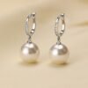 S925 Silver Paved CZ Dangle Simulated Pearl Earrings