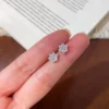 Cat‑Paw Fine Silver CZ Stud Earrings