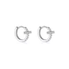 S925 Silver Paved CZ Cross‑Detail Huggie Earrings S925 Silver Paved CZ Cross‑Detail Huggie Earrings