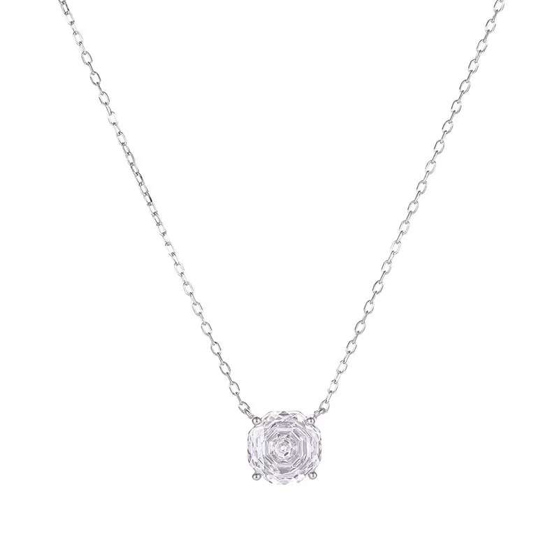 S925 Octagonal Multi‑Cut Cubic Zirconia Necklace