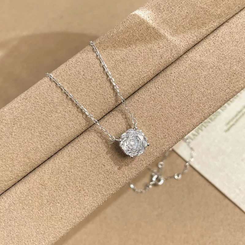 S925 Octagonal Multi‑Cut Cubic Zirconia Necklace