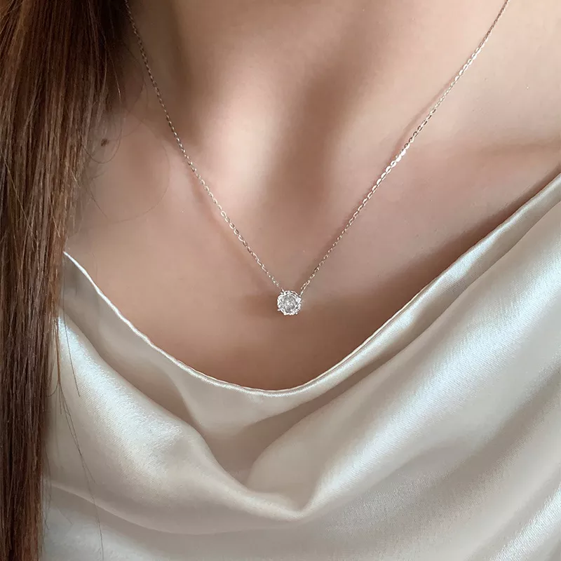 S925 Octagonal Multi‑Cut Cubic Zirconia Necklace