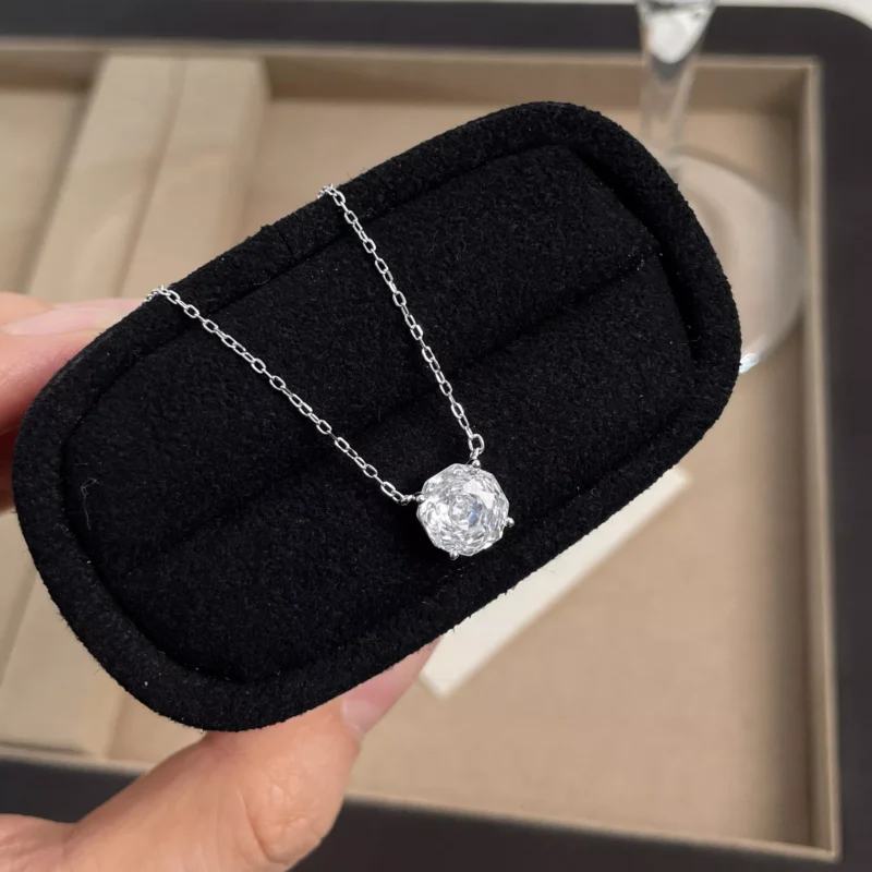 S925 Octagonal Multi‑Cut Cubic Zirconia Necklace