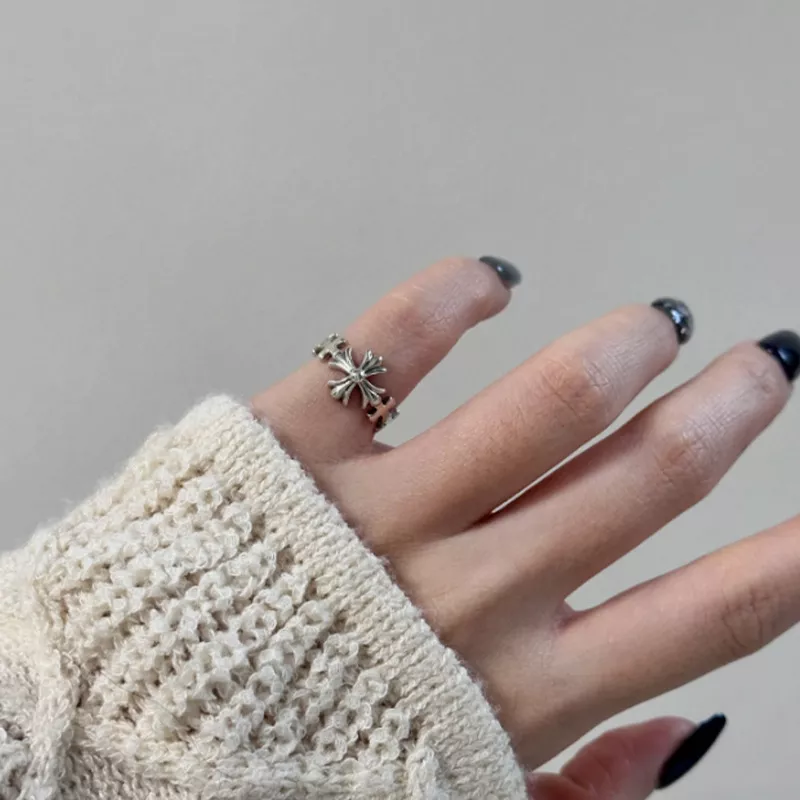 Vintage Cross S925 Sterling Silver Open Adjustable Ring