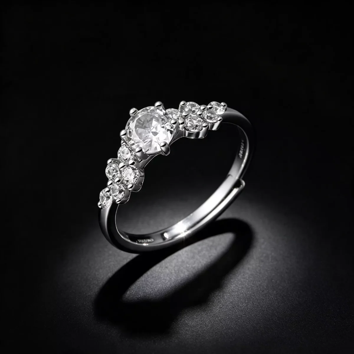 Cluster CZ S925 Sterling Silver Adjustable Promise Ring