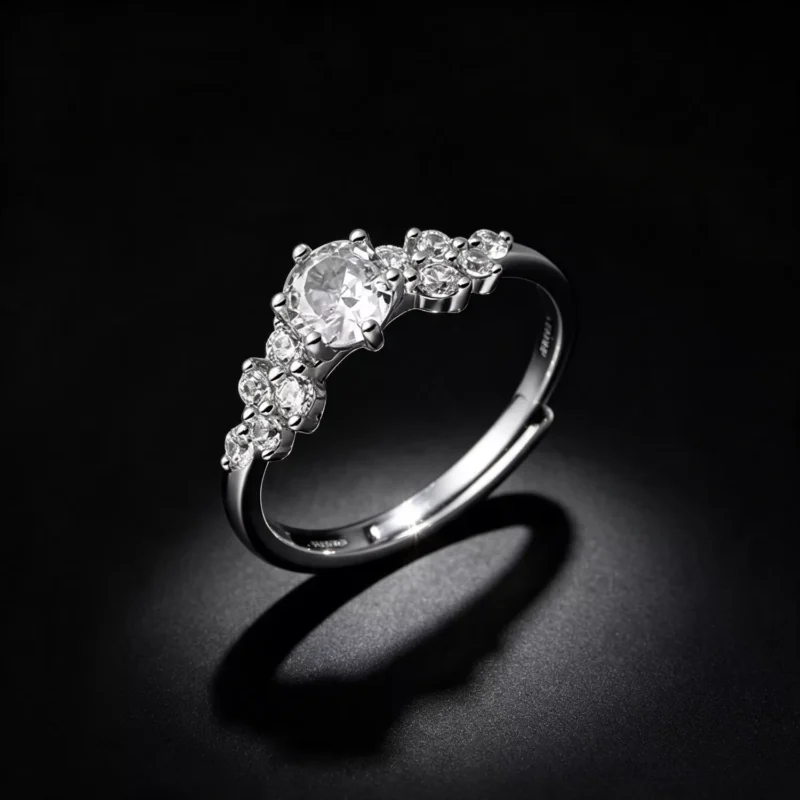Cluster CZ S925 Sterling Silver Adjustable Promise Ring