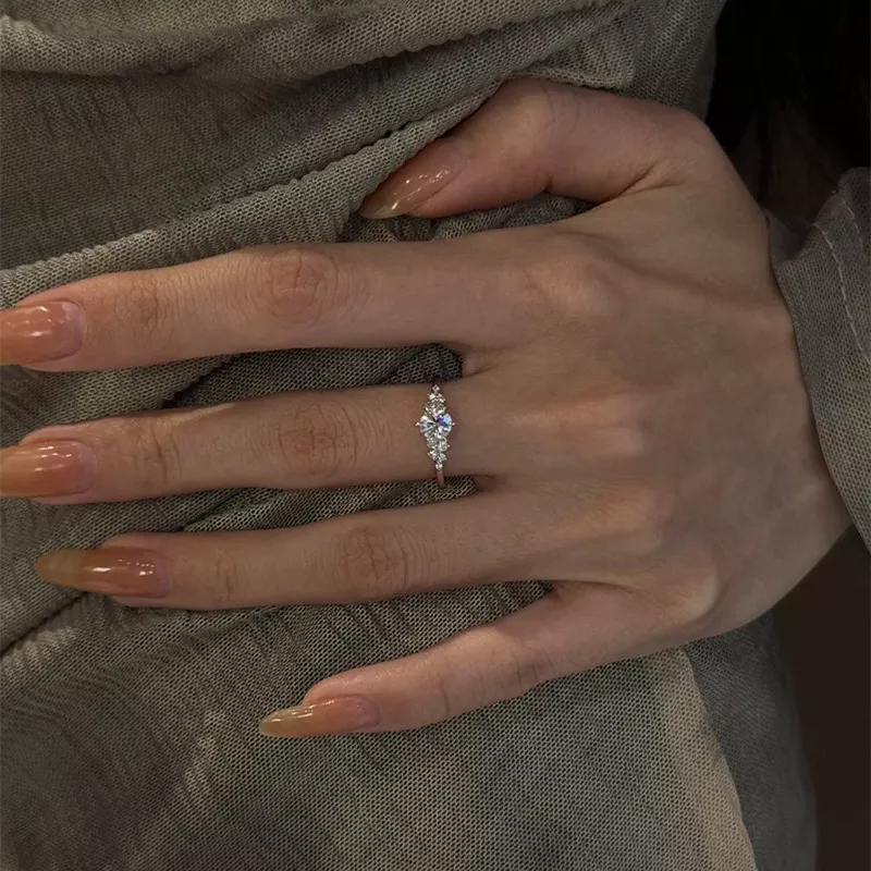 Cluster CZ S925 Sterling Silver Adjustable Promise Ring