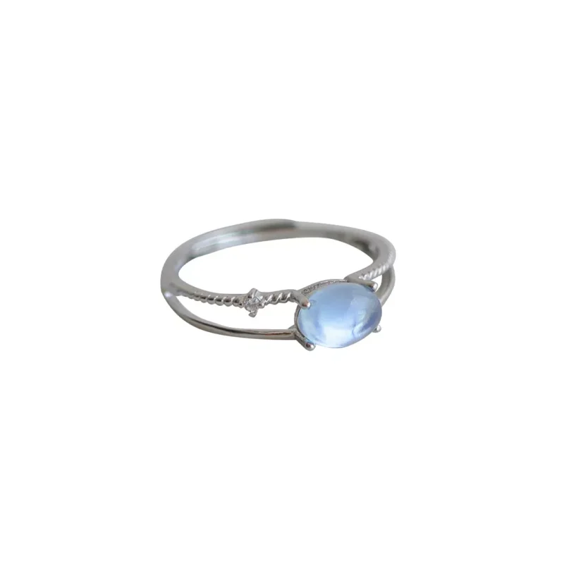 S925 Silver Natural Aquamarine Adjustable Ring S925 Silver Natural Aquamarine Adjustable Ring