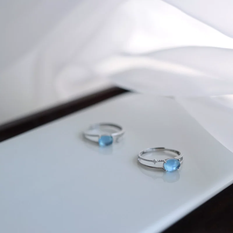 S925 Silver Natural Aquamarine Adjustable Ring S925 Silver Natural Aquamarine Adjustable Ring