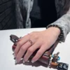 S925 Open‑Band Natural Citrine Chain‑Link Ring