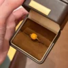 S925 Gold‑Tone Natural Amber Bezel Open Ring