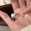 S925 Silver Synthetic Opal Halo Adjustable Ring