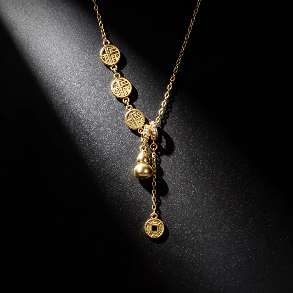 S925 Gourd Fortune Coin Cubic Zirconia Necklace