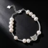 S925 Silver Mother‑of‑Pearl Cat Freshwater Pearl Bracelet