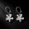 S925 Sterling Silver Flower Hook Drop Earrings