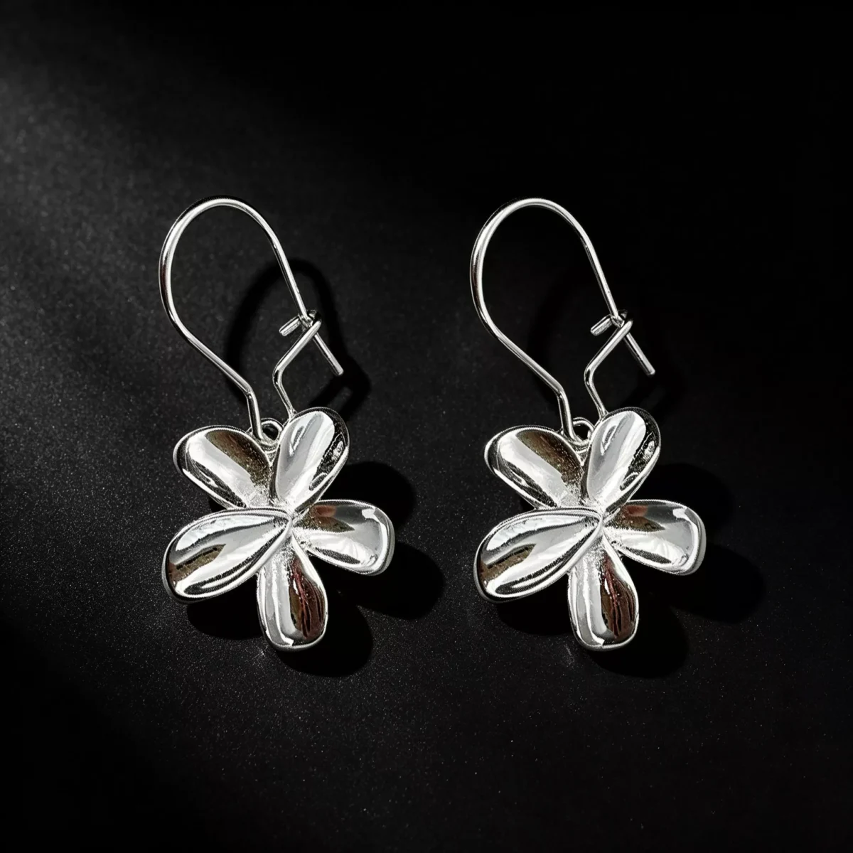 S925 Sterling Silver Flower Hook Drop Earrings S925 Sterling Silver Flower Hook Drop Earrings
